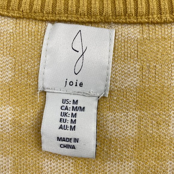 Joie gingham preppy oversized cardgian size medium New mustard white check - Picture 3 of 11